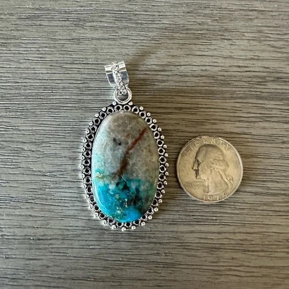 0294 Jasper Pendant Handmade Silver Gemstone Statement Jewelry - Picture 5 of 8